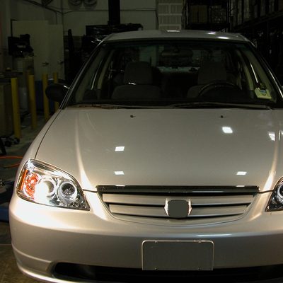 2001-2003 Honda Civic Dual Halo Projector Headlights Chrome/Clear Lens