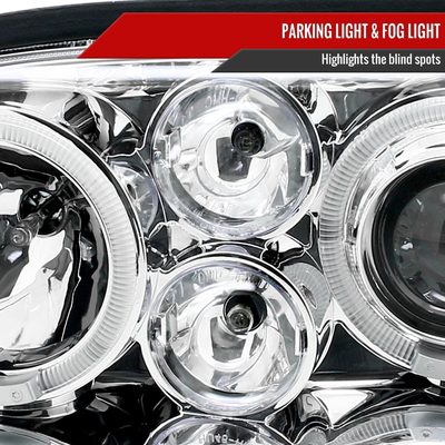 1993-1998 VW Golf Mk3/Cabrio Dual Halo Projector Headlights Chrome/Clear