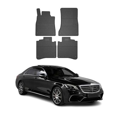 2014-2020 Mercedes S Class W222 Long Floor Mats Liners Full Set All Weather Rubber Black