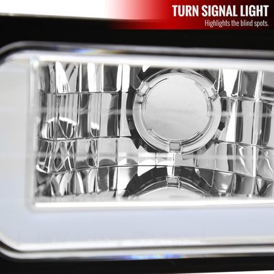 1988-1998 Chevy C10 GMC C/K LED Strip Bumper Corner Signal Lights Chrome/Clear