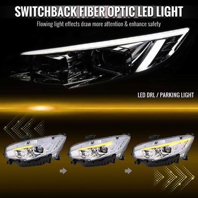 For Honda Civic 2016-2021 Projector Headlights Sequential DRL Chrome Housing Clear Lens