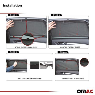 2014-2019 Kia Soul Side Rear Window Curtain Mesh Black 2Pcs
