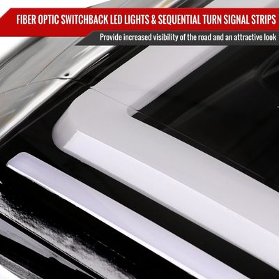 2007-2014 GMC Yukon/XL 1500/XL 2500 LED Signal Projector Headlights Jet Black