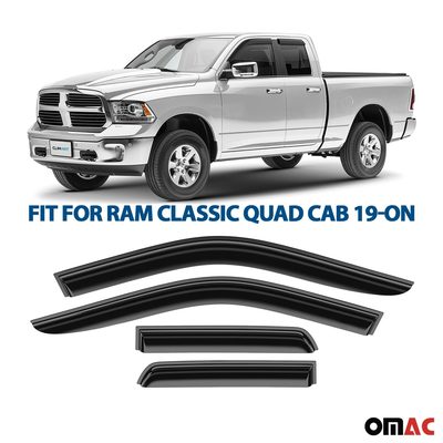 Clim Art Wind Deflectors for Dodge Ram 1500 2019-2025 Quad Cab Smoke 4 Pcs