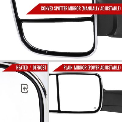 1998-2001 Dodge RAM 1500 2500 3500 Chrome Heated Towing Mirrors & Turn Signal