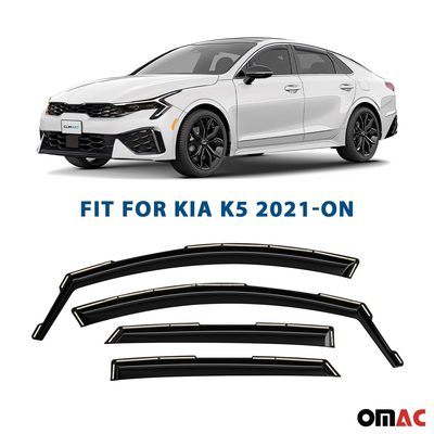 Clim Art Wind Deflectors for Kia K-5 2021-2025 Shatterproof Dark Smoke 4 Pcs