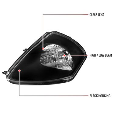 2000-2005 Mitsubishi Eclipse Factory Style Crystal Headlights Matt Black/Clear
