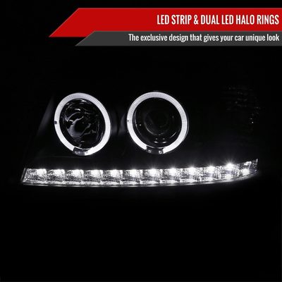 2002-2005 Ford Explorer Dual Halo Projector Headlights Matte Black/Clear Lens