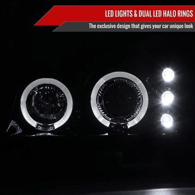 2002-2006 Chevy Avalanche/03-2007 Silverado Dual Halo Projector Headlights Smoke