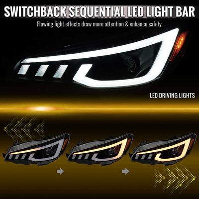 For Subaru Impreza WRX STI 2015-2021 Projector Headlights Sequential LED Switchback DRL Black Housing Clear Lens
