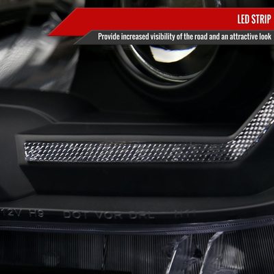 2016-2023 Toyota Tacoma LED Bar Projector Headlight Matte Black/Clear Lens