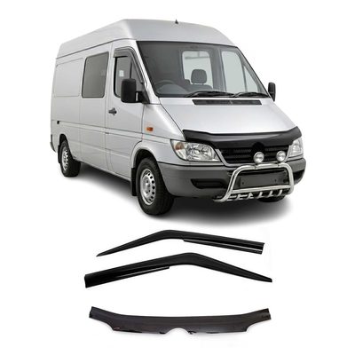 2003-2006 Dodge Sprinter Bug Shield Hood Deflector & Window Visor Kit 3Pcs Smoke