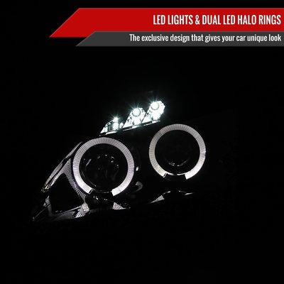 2004-2009 Honda S2000 AP2 Dual Halo Projector Headlights Glossy Black/Smoke