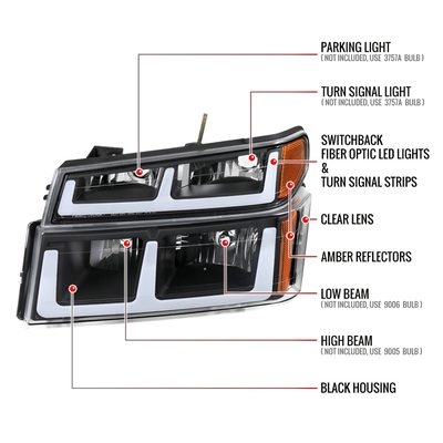 2004-2012 Chevy Colorado / Canyon LED Factory Headlights Amber Corber Lamp
