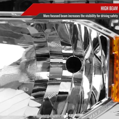 2014-2015 Chevy Silverado 1500 Factory Headlights Amber Reflectors Chrome
