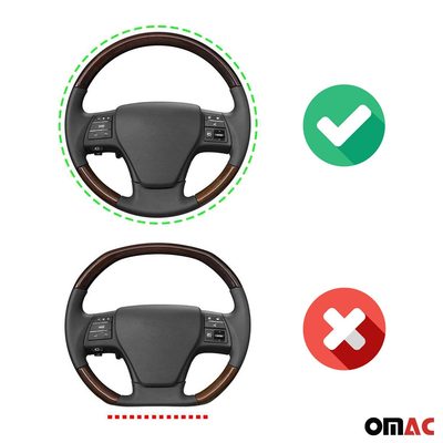 14.5-15.5’’ Steering Wheel Cover Black Leather Anti-slip Breathable