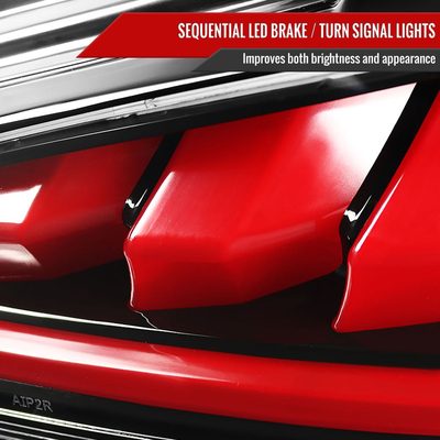 2010-2016 Hyundai Genesis Coupe Red Bar LED Tail Lights Jet Black/Clear