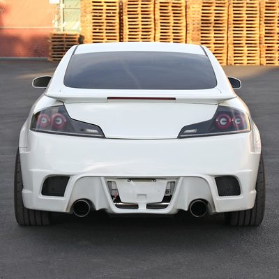 2003-2007 Infiniti G35 Coupe Red LED Halo Signal Tail Lights Matt Black/Clear