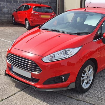 2014-2019 Ford Fiesta Glossy Black 3Pcs Front Bumper Lip Splitter Kit