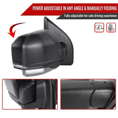 2015-2020 Ford F-150 Black Heated Side Mirror LED Turn Signal Passenger Side