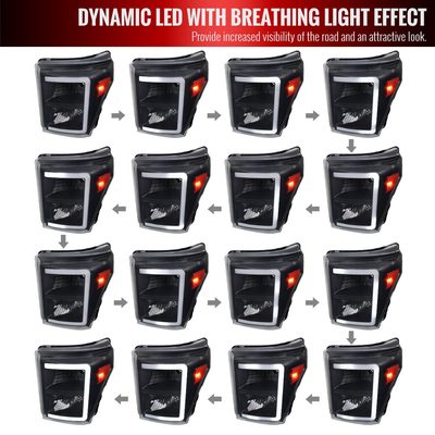 2011-2016 Ford F-250/350/450/550 Super Duty LED CBar Factory Headlights Black