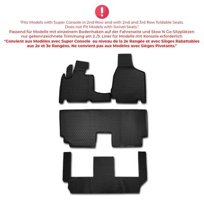 2008-2020 Dodge Grand Caravan Floor Mats Liners Full Set All Weather Black