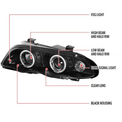 1999-2001 BMW E46 3 Series Sedan Dual Halo Projector Headlights Matt Black