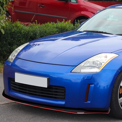 2003-2005 Nissan 350Z Glossy Black/Red Trim 3Pcs Front Bumper Lip Kit