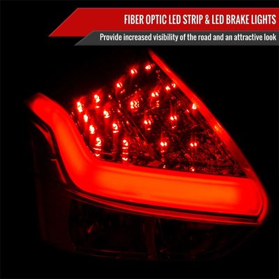 2012-2014 Ford Focus Hatchback LED Tail Lights Chrome Housing/Smoke Lens