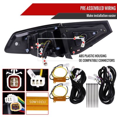 2008-2014 Subaru Impreza WRX Hatchback LED White Tube Tail Lights Matt Black