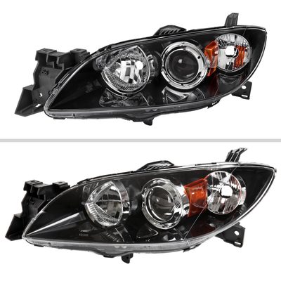 2004-2009 Mazda 3 Sedan Projector Style Headlights Matte Black/Clear Lens