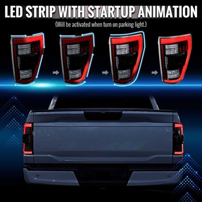For Ford F-150 2021-2023 Full LED Tail Light Black Housing Clear Lens