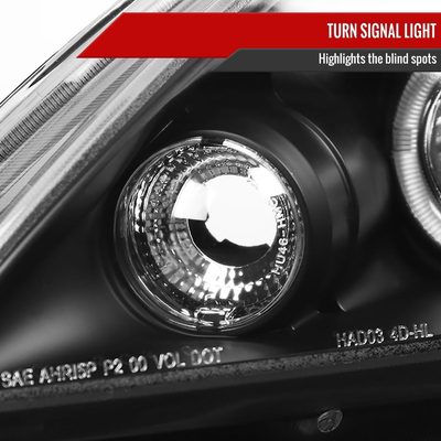 2003-2007 Honda Accord Dual Halo Projector Headlights Matte Black/Clear Lens