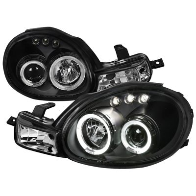 2000-2002 Dodge Plymouth Neon Dual Halo Projector Headlights Matte Black/Clear