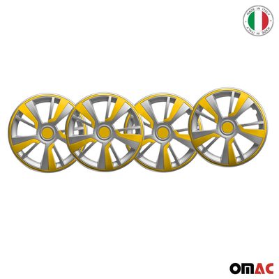 Twintone Hub Caps Wheel Cover 16" Grey & Yellow Insert Full Set 4 pcs.