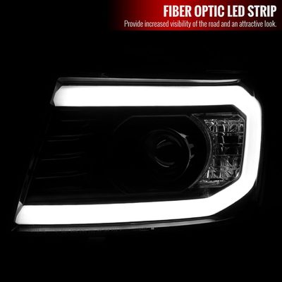 2007-2013 Chevy Avalanche/ 07-2014 Tahoe Suburban LED C-Bar Headlights Black
