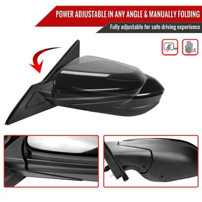 2016-2020 Honda Civic Driver/Left 3-Pin Glossy Black Adjustable Side Mirror
