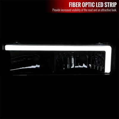 1988-1998 Chevy/GMC C10 C/K LED Strip Factory Headlights Matt Black/Clear