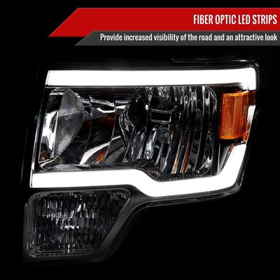 2009-2014 Ford F-150 LED Tube Factory Style Headlights Chrome/Clear Lens