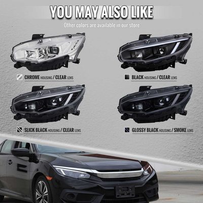 For Honda Civic 2016-2021 Projector Headlights Sequential DRL Glossy Black Housing Smoked Lens