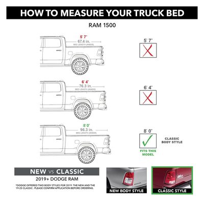 Fits 2009-2018 Ram 1500, 2010-2025 2500/3500, 2019-2023 1500 Classic, 8' Bed (GXT-61203)