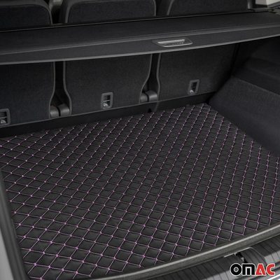 Embossed Black Faux Leather Lining Pink Stitch Car Upholstery 1 Yard x 1.5 Yards