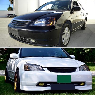 2001-2003 Honda Civic Factory Style Headlights Matte Black/Clear Lens