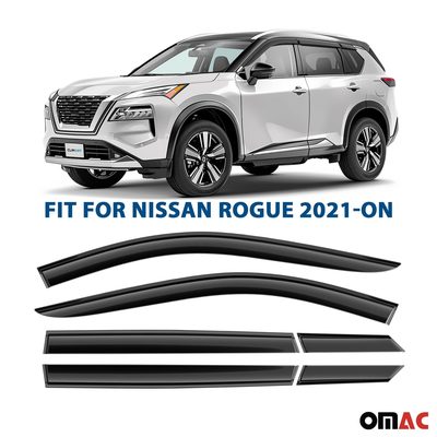 Clim Art Wind Deflectors for Nissan Rogue 2021-2025 Shatterproof Tape-On Dark 6x