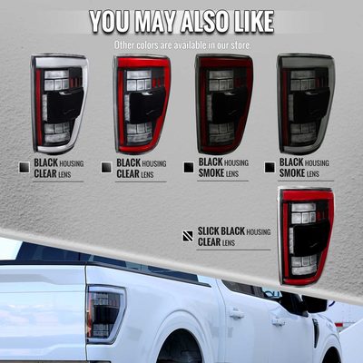 For Ford F-150 2021-2023 Full LED Tail Light Halogen Bulb Blind Spot Model Smoked Lens Red Light BAR