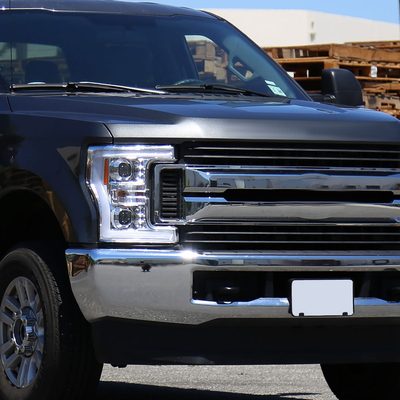 2017-2019 Ford F-250 F-350 F-450 F-550 LED C-Bar Projector Headlights Chrome