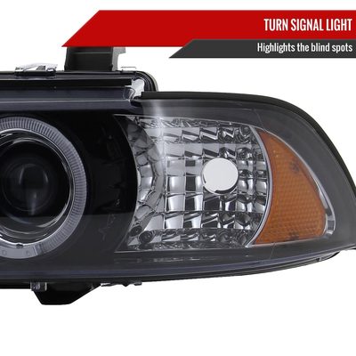 1996-2003 BMW E39 5 Series Dual Halo Projector Headlights Glossy Black/Smoke