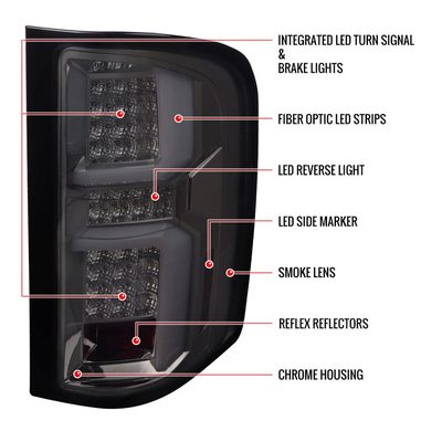 2007-2013 Chevy Silverado 1500 2500HD/3500HD LED Tail Lights Chrome/Smoke