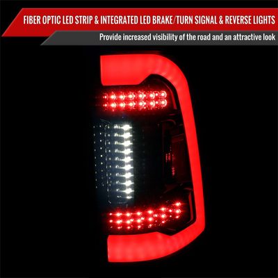 2019-2024 Dodge RAM 1500 White LED Bar Tail Lights Glossy Black/Smoke Lens