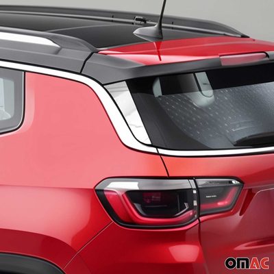 2017-2026 Jeep Compass Trunk Wing Side Trim Silver Stainless Steel 2 Pcs